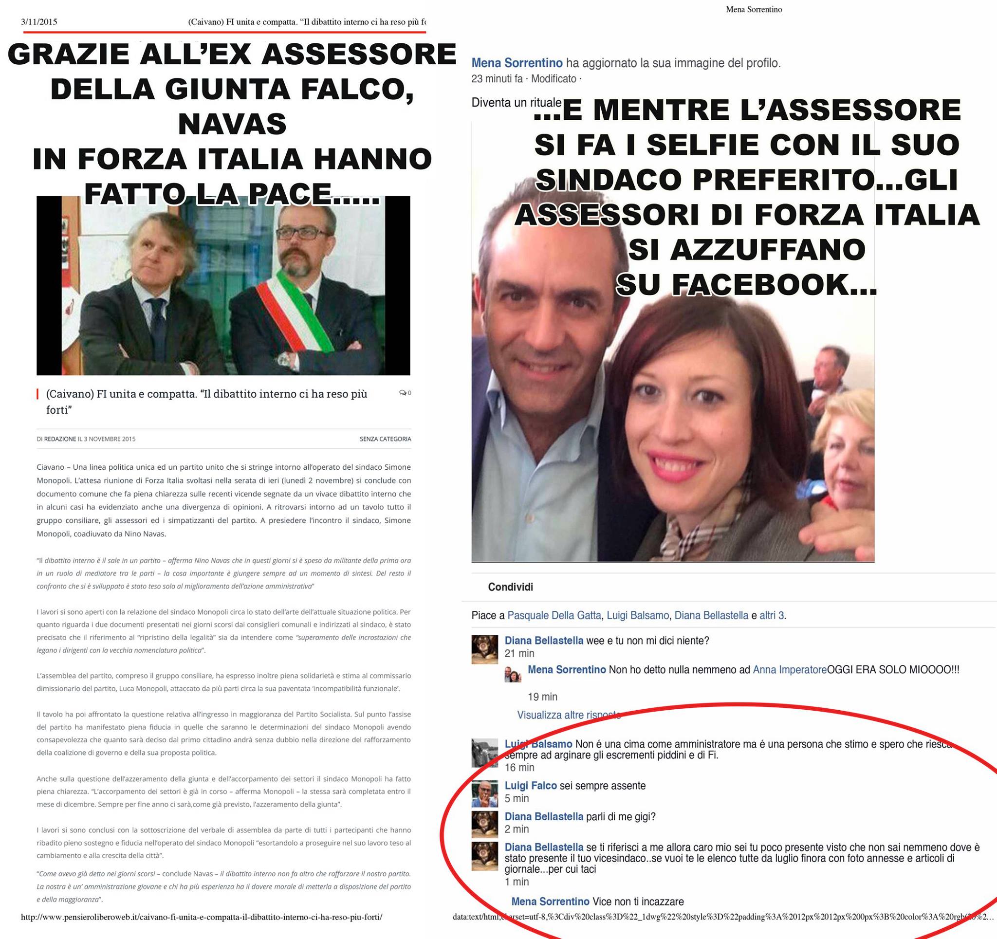 Forza Italia: Bellastella e Falco, assessori in scadenza, litigano anche su Facebook