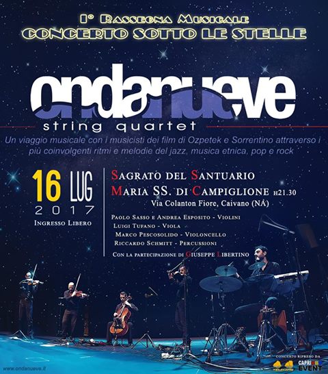 Domenica 16 Luglio, il concerto degli Ondanueve String Quartet