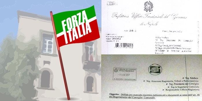I Consiglieri di Forza Italia scrivono una diffida. Richiesti documenti già il 26 maggio scorso