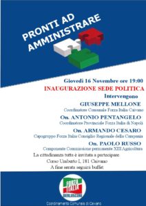 Forza Italia:"Pronti ad amministrare", l'inaugurazione della sede del partito