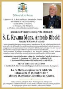 Esequie del vescovo emerito di Napoli, Antonio Riboldi 