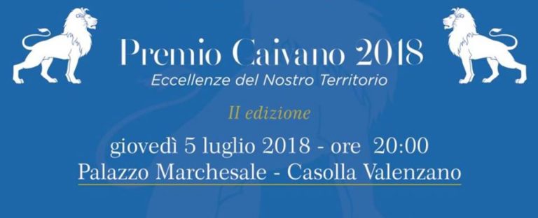 Premio Caivano, tutto pronto per seconda edizione: il 5 luglio al Palazzo Marchesale