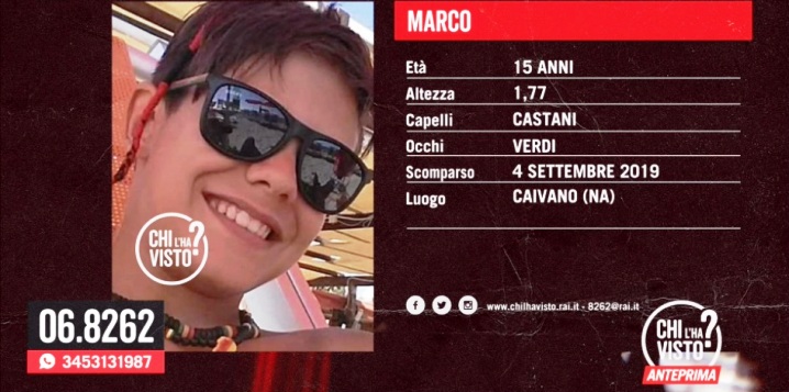 Ritrovato nel Lazio Marco, il 15enne scomparso da Caivano il 4 settembre scorso