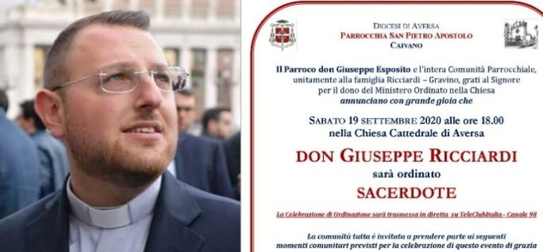Oggi Don Giuseppe Ricciardi sarà ordinato sacerdote.