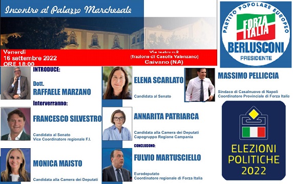 Un’onda azzurra il 16 settembre al Palazzo Marchesale, il dott Marzano presenta Forza Italia