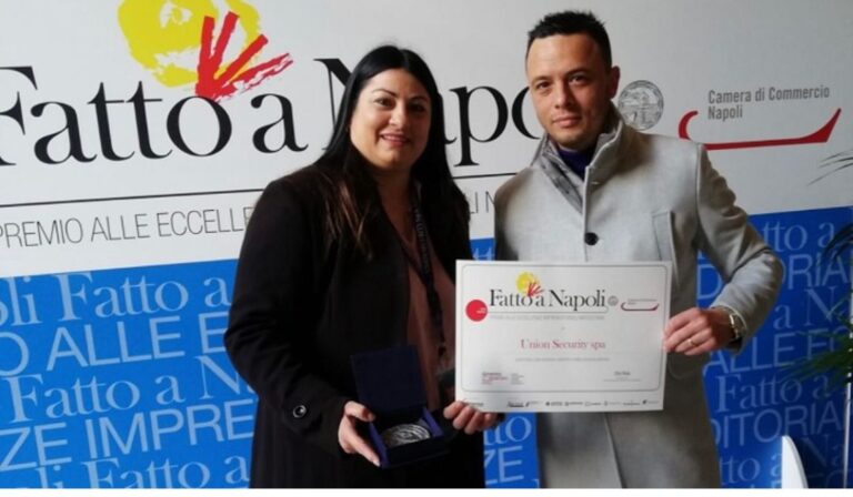 IL PREMIO. Eccellenze napoletane, assegnato alla “Union Security Spa” del presidente Valerio Iovinella il premio “Fatto a Napoli”