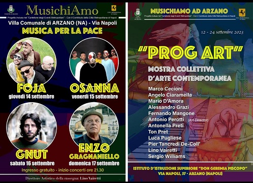 Arzano, “Musichiamo”: al via la rassegna musicale ed artistica, ad esibirsi gli Osanna, Gragnaniello ed altri grandi nomi