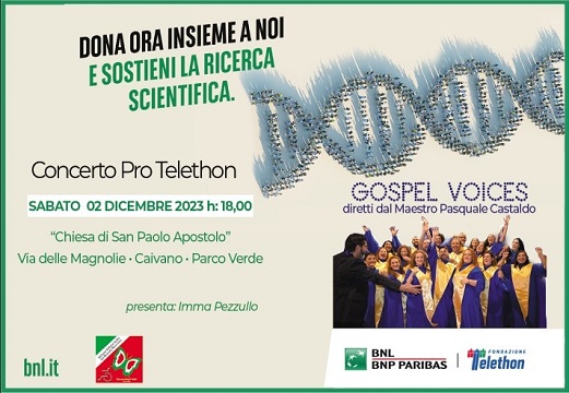 Sabato 2 dicembre il concerto Gospel pro Telethon al Parco Verde